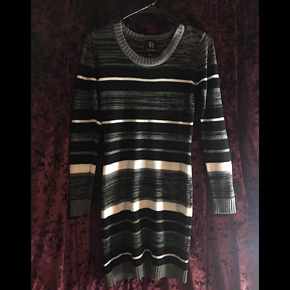 Black, white and grey stripped dress